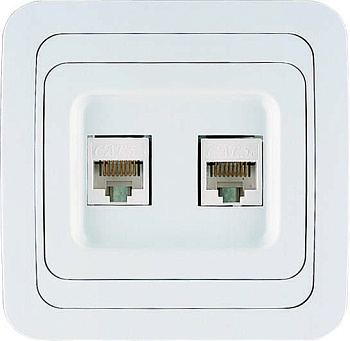Розетка компьютерная 2-м СП Mimoza 16А IP20 кат.5 бел. Makel 12036