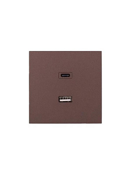 Розетка СП ZIMA IP20 Type-C + USB механизм шоколад LEZARD 704-7388-192TC
