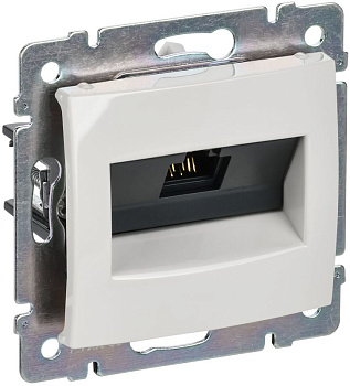 Розетка компьютерная 1-м СП Valena RJ45 кат.6 UTP IP20 на захватах механизм бел. IEK 774246