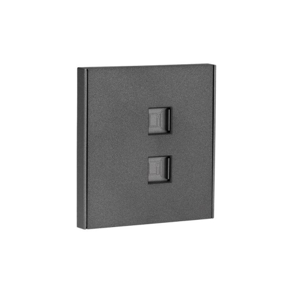 Розетка компьютерная 2-м СП STRONG RJ45 + RJ45 кат.6 IP20 графит Kranz KR-78-0725-6