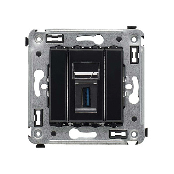 Розетка USB 3.0 1-м СП Avanti "Черный квадрат" тип А-А DKC 4402303