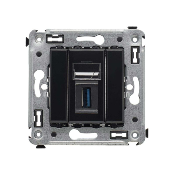 Розетка USB 3.0 1-м СП Avanti "Черный квадрат" тип А-А DKC 4402303