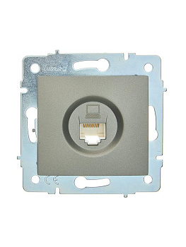 Розетка компьютерная 1-м СП ASTI IP20 RJ45 механизм Cat 5e платина. LEZARD 7081-3588-139