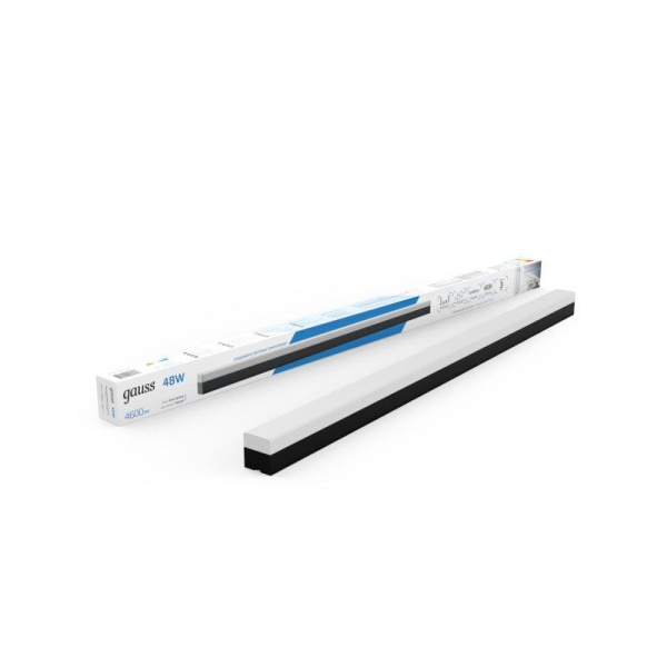 Светильник светодиодный Shop Lighting 48Вт 6500К IP40 4600лм 1180х70х55мм ДПО подвесной линейный матов. рассеив. черн. GAUSS 883625348
