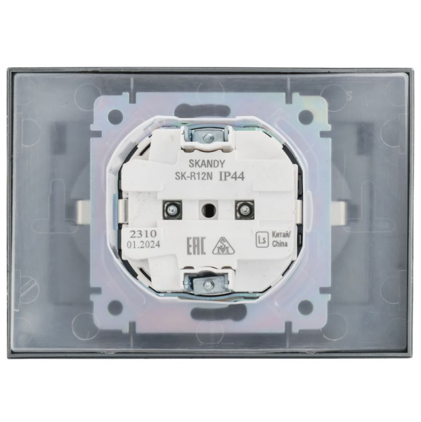 Розетка 2-м SKANDY 16А IP44 с крышкой в сборе SK-R12N никель IEK SK-R26-16-44-K50-F