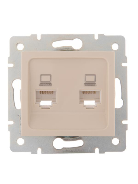 Розетка компьютерная 2-м СП Karina RJ45 механизм крем. LEZARD 707-0388-141