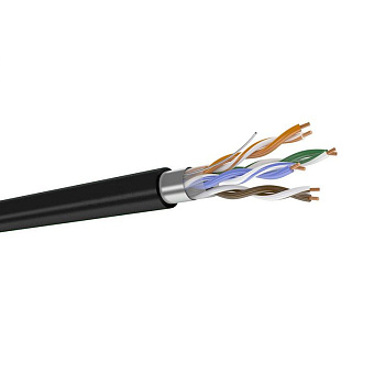 Кабель витая пара F/UTP кат.5E 4 пары 0.52 жила PE внешн. черн. (уп.305м) Datarex DR-140103