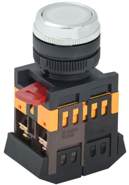 Кнопка ABLFS-22 d22мм 1НО+1НЗ 240В неон бел. GENERICA BBT30-ABLFS-K01