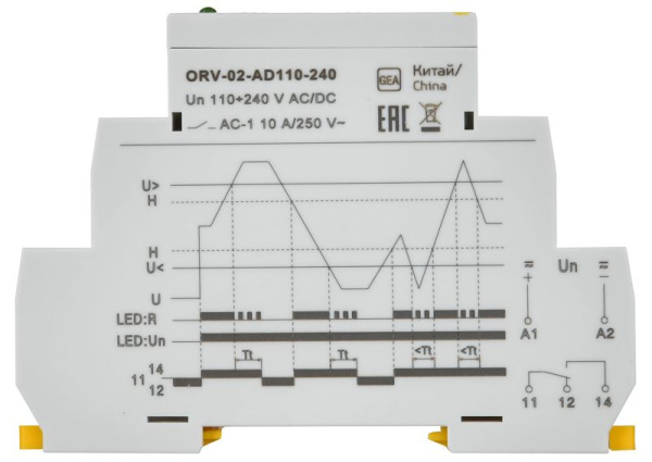 Реле повышения напряжения ORV 1ф 110-240В AC/DC IEK ORV-02-AD110-240