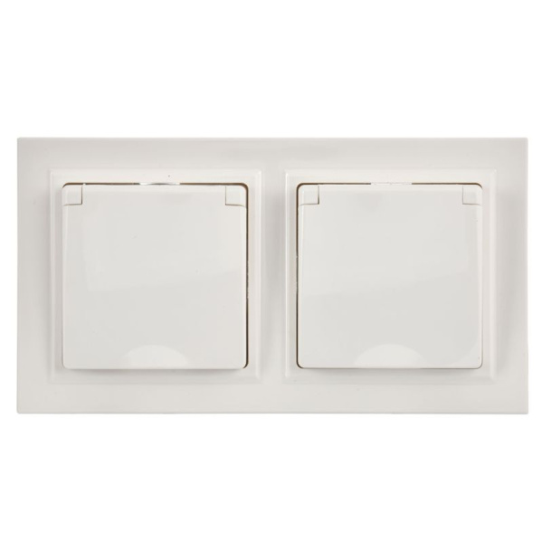 Розетка с крышкой Brite 16А IP44 РСбш10-3-44-БрБ механизм бел. в сб 2шт IEK BR-R16-16-44-2-K01-F-PRO