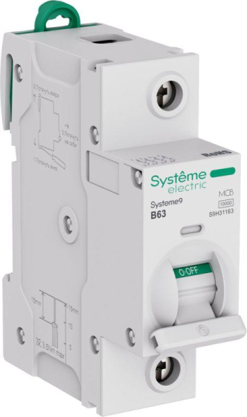 Выключатель автоматический 1п B 63А 10кА Systeme9 230В 27мм SE S9H31163