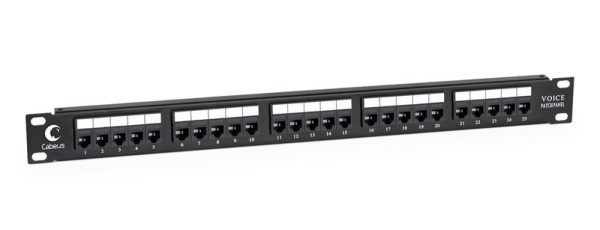 Патч-панель 19дюйм 1U 25 портов RJ11 (6P4C) Cabeus 7990c