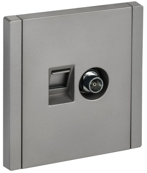Розетка 2-м TV+RJ45 кат.6 FORTE&PIANO FP537 сталь IEK FP-AK20-2-K46