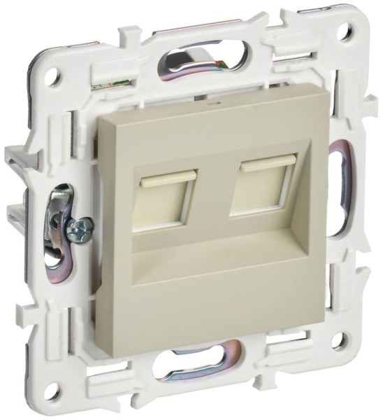 Розетка компьютерная двойн. RJ45 кат.5E SKANDY SK-K03B беж. IEK SK-K20-1-K10