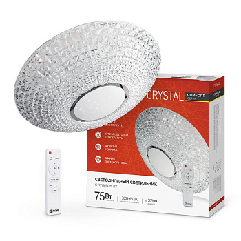 Светильник светодиодный COMFORT CRYSTAL 75Вт 3000-6500К 6000лм 230В 505х125мм с пультом ДУ IN HOME 4690612034782
