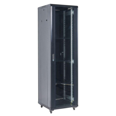 Шкаф телекоммуникационный напольный 19дюйм 42U 800х800х2054 передняя дверь стекло дверь задняя металл разборный черн. RAL9005 Rexant 04-4288-212