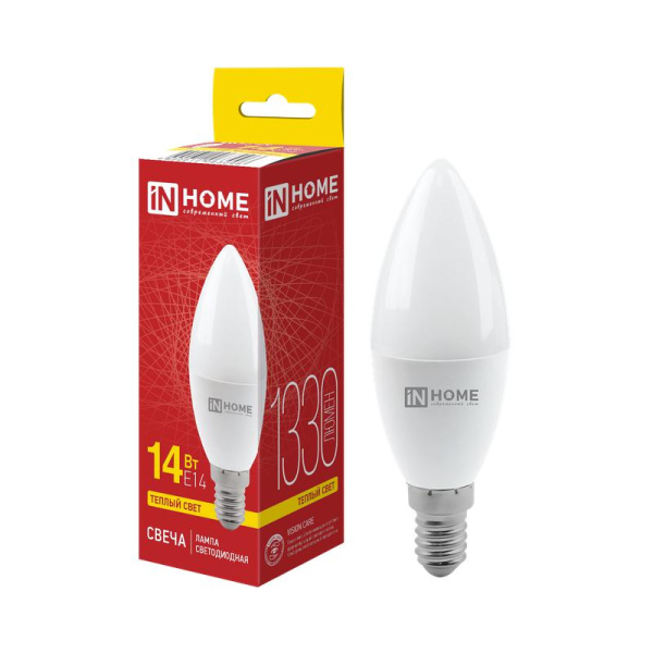 Лампа светодиодная LED-СВЕЧА-VC 14Вт свеча 3000К E14 1330лм 230В IN HOME 4690612063096