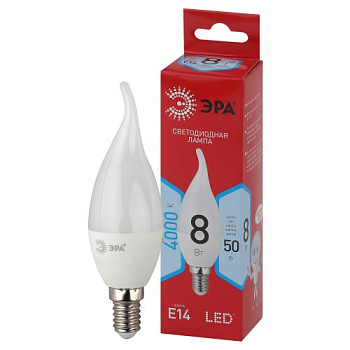 Лампа светодиодная RED LINE LED BXS-8W-840-E14 R 8Вт BXS свеча на ветру 4000К нейтр. бел. E14 Эра Б0051848