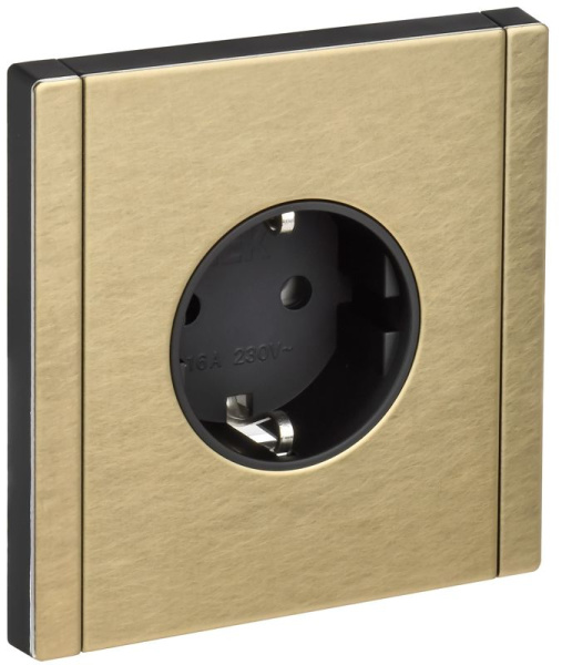 Розетка 1-м СП FORTE&PIANO FP614M 16А IP20 с заземл. без защ. шторок безвинтовое крепление шампань IEK FP-R11-16-1-M-K37