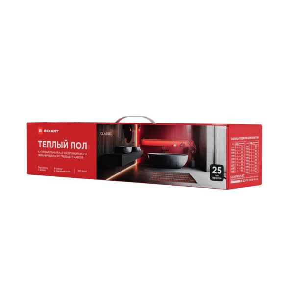 Комплект "Теплый пол" (мат) двухжил. 1800Вт 0.5х24м 12кв.м Classic RNX-12-1800 с экраном Rexant 51-0524-2