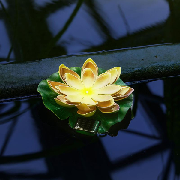 Светильник садовый USL-S-827/PT060 YELLOW WATERLILY IP44 на солнечной батарее "Желтая кувшинка" плавающ. 1 светодиод тепл. бел. свет. Uniel UL-00011600