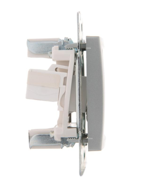 Розетка компьютерная + телефонная 2-м СП Karina RJ45 + RJ11 механизм матов. серебр. LEZARD 707-4388-143