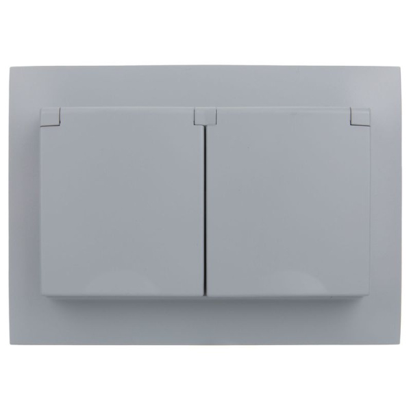 Розетка 2-м SKANDY 16А IP44 с крышкой в сборе SK-R12Gr сер. IEK SK-R26-16-44-K03-F