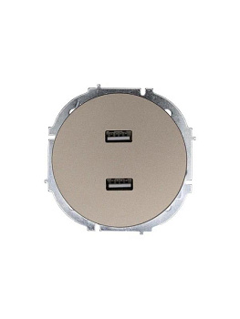 Розетка 2-м СП OSEN USB разъем механизм титан LEZARD 743-3788-192
