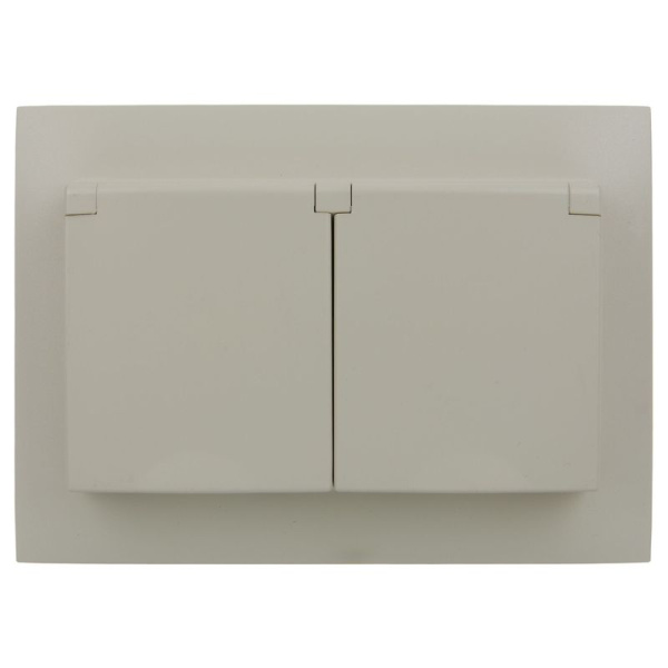 Розетка 2-м SKANDY 16А IP44 с крышкой в сборе SK-R12B беж. IEK SK-R26-16-44-K10-F