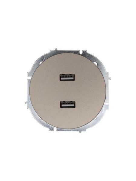 Розетка 2-м СП OSEN USB разъем механизм титан LEZARD 743-3788-192