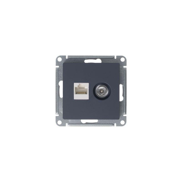 Розетка компьютерная + телевизионная 2-м СП AtlasDesign RJ45 кат.5E + TV механизм грифель SE ATN000789