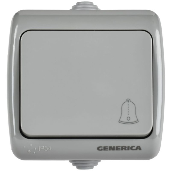 Выключатель кнопочный 1-кл. ОП AQUATIC ВС-20-1-3-А 10А IP54 GENERICA EVA14-K03-10-54