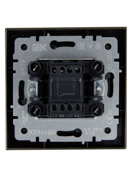 Выключатель 1-кл. СП BRITE ВСР10-1-0-БрШ 10А в сборе шампань IEK BR-V10-0-10-K37-F