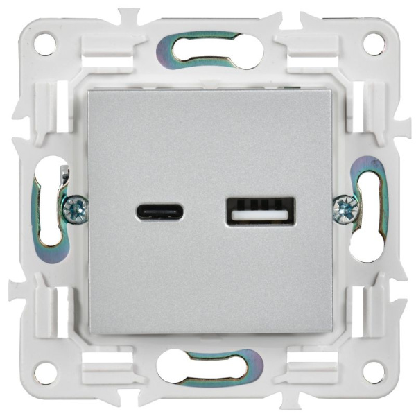 Розетка USB A+C 3.1А SKANDY SK-R14S серебр. IEK SK-U22-D31-K23