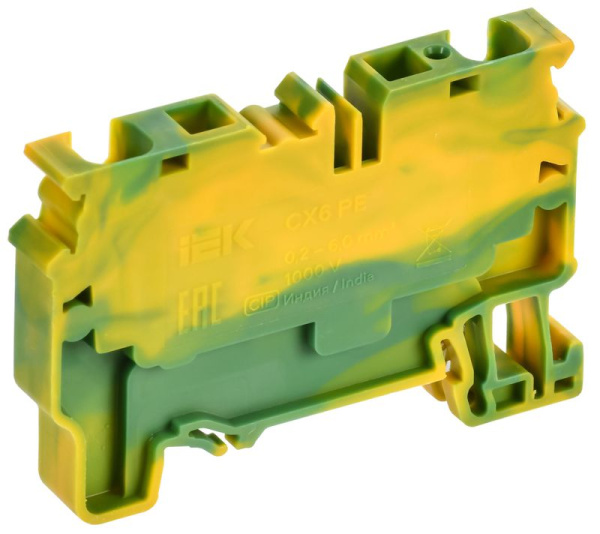 Клемма пружинная проходная заземляющая CX6 PE 6кв.мм ARMAFIX IEK AF-CT41-00-K52-006