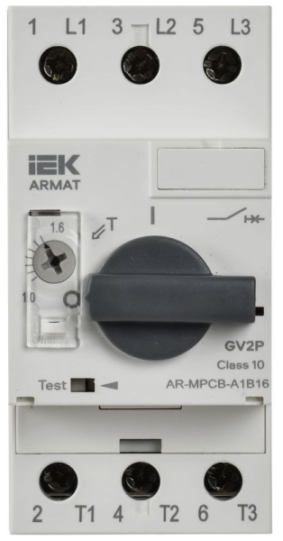 Выключатель автоматический защиты двигателя A1 GV2P 1-1.6А ARMAT IEK AR-MPCB-A1B16