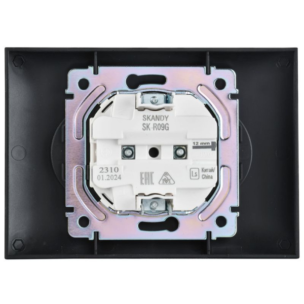 Розетка 2-м SKANDY 10А без заземл. защ. шторки в сборе SK-R09G графит IEK SK-R23-10-K53-F