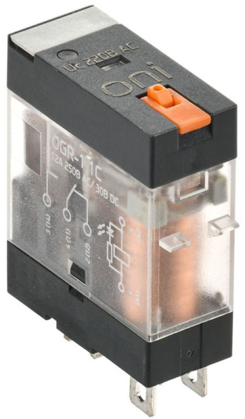 Реле общего назначения OGR-1 1C 220В AC с LED и тест. кнопкой (уп.20шт) ONI OGR-1-1C-AC220V-L-B