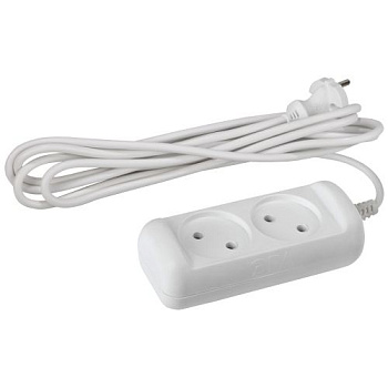 Удлинитель 2х5м без заземл. 6А IP20 UX(6)-2-5m ПВС 2х0.75 бел. Эра Б0038566