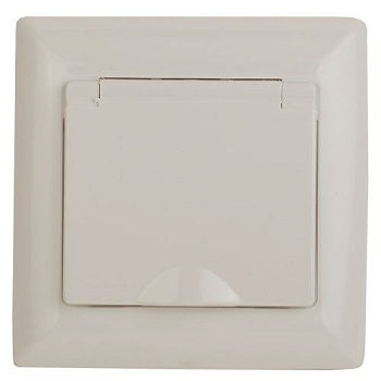 Розетка 1-м СП Solo 4-203-02 16А 250В IP20 2P+E Schuko с заземл. защ. крышка слон. кость Intro Б0053658