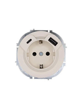 Розетка 1-м СП OSEN с заземл. TC + USB разъем механизм сл. кость LEZARD 743-9088-181TC