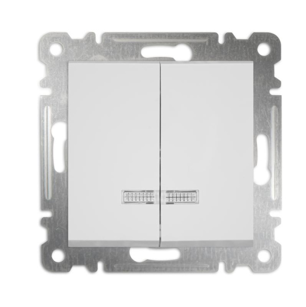 Выключатель 2-кл с подсвет. СП 10А IP20 250В механизм Karea бел. Makel 57001023