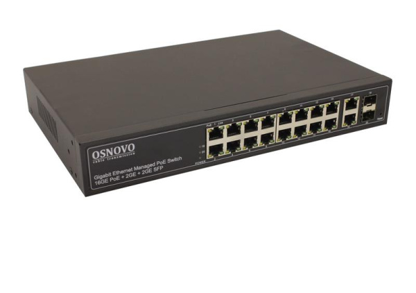 Коммутатор управляемый L2+ PoE SW-8182/L(300Вт) Gigabit Ethernet на 16 RJ45 PoE + 2хRJ45 + 2 GE SFP портов OSNOVO 13257