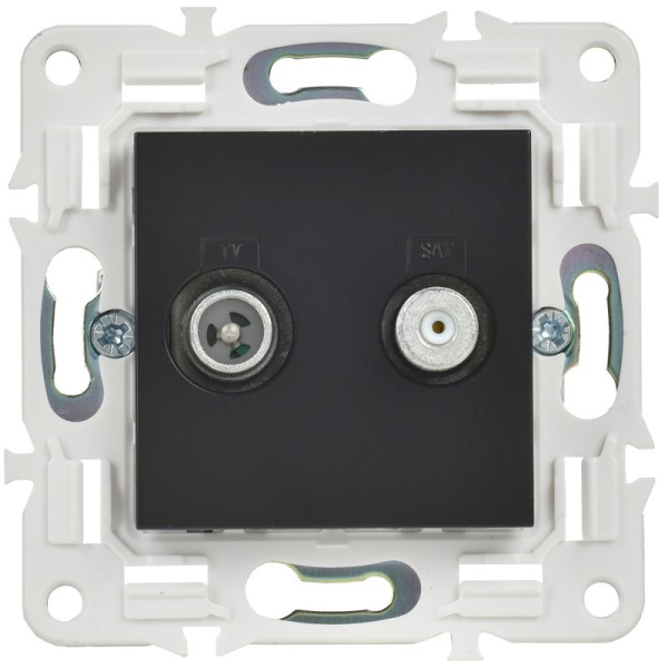 Розетка двойная TV+SAT SKANDY SK-A13Bl черн. IEK SK-AF20-O-K02
