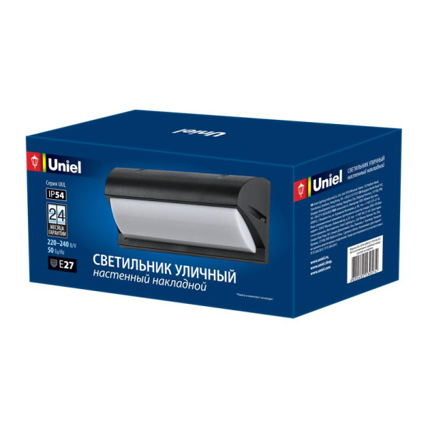 Светильник светодиодный уличный UUL-S07A 60W/E27 IP54 BLACK под лампу Е27 архитектурный накладной корпус черн. Uniel UL-00006807