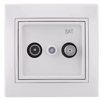 Розетка телевизионная проходная TV/SAT Mira с бел. вставкой бел. LEZARD 701-0202-160