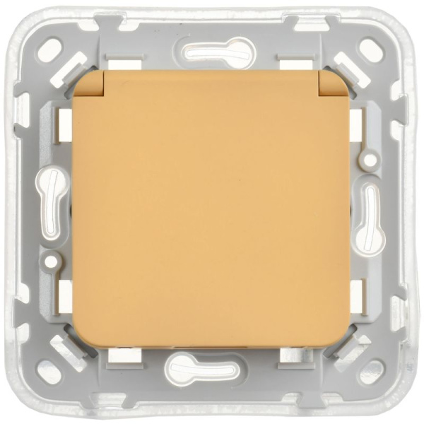 Розетка СП FLITE РСшкр11-1-44-ФлШм 16А IP44 с заземл. с защ. шторками и крышкой безвинтовое крепление механизм шамуа IEK FI-R16-16-1-44-K89