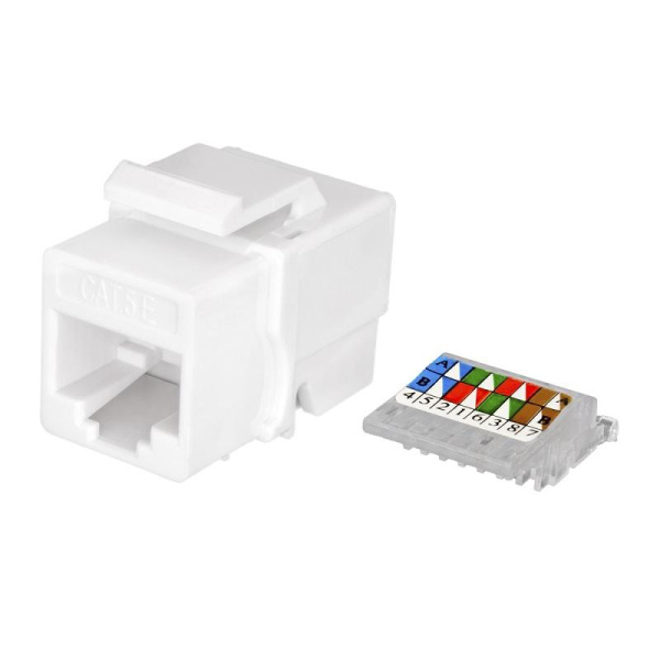 Модуль розеточный Keystone Jack 8P8C RJ-45 UTP кат.5E заделка без инструмента бел. (DIY) SUPRLAN 10-0312-1