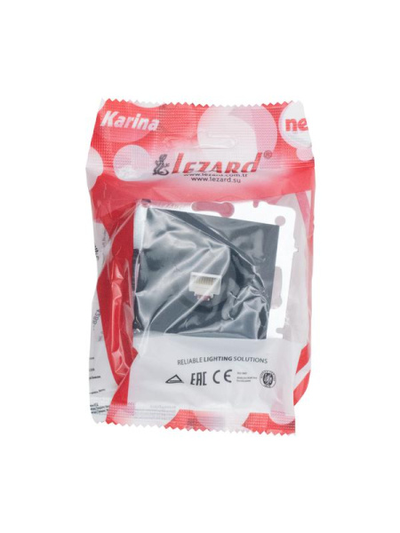 Розетка компьютерная 1-м СП KARINA IP20 RJ45 кат.6 механизм черн. LEZARD 707-4288-140