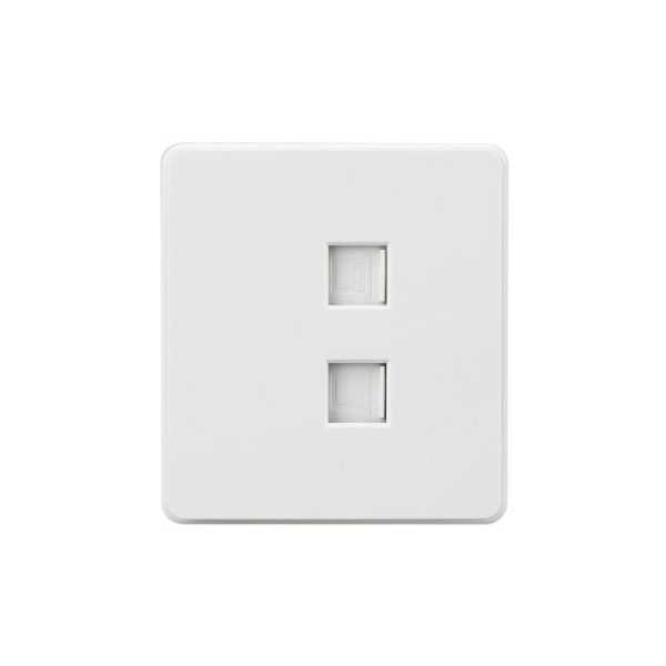 Розетка компьютерная 2-м СП ROUND RJ45 + RJ45 кат.6 IP20 перламутр Kranz KR-78-0725-1